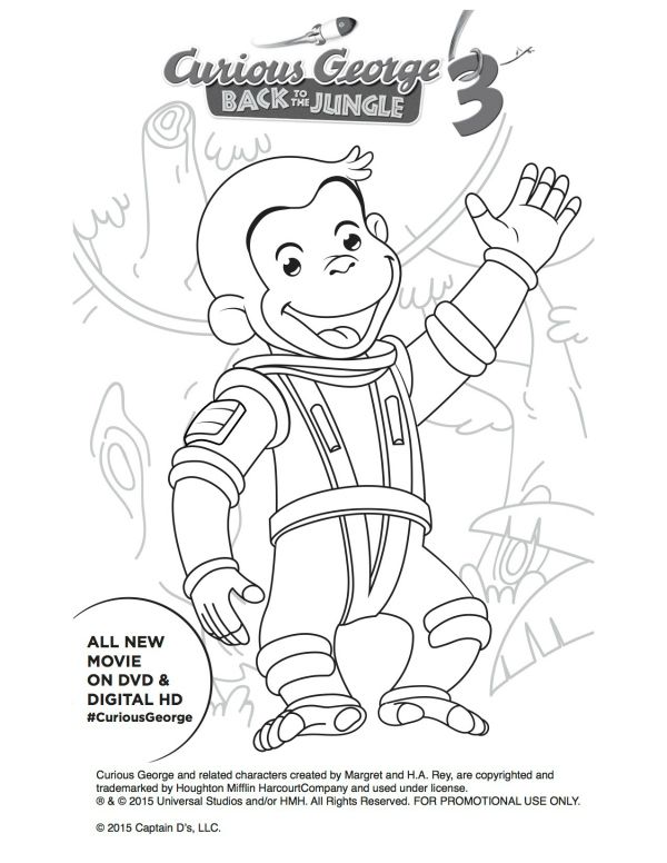 600x776 Free Astronaut Curious George Printable Coloring Page Printable