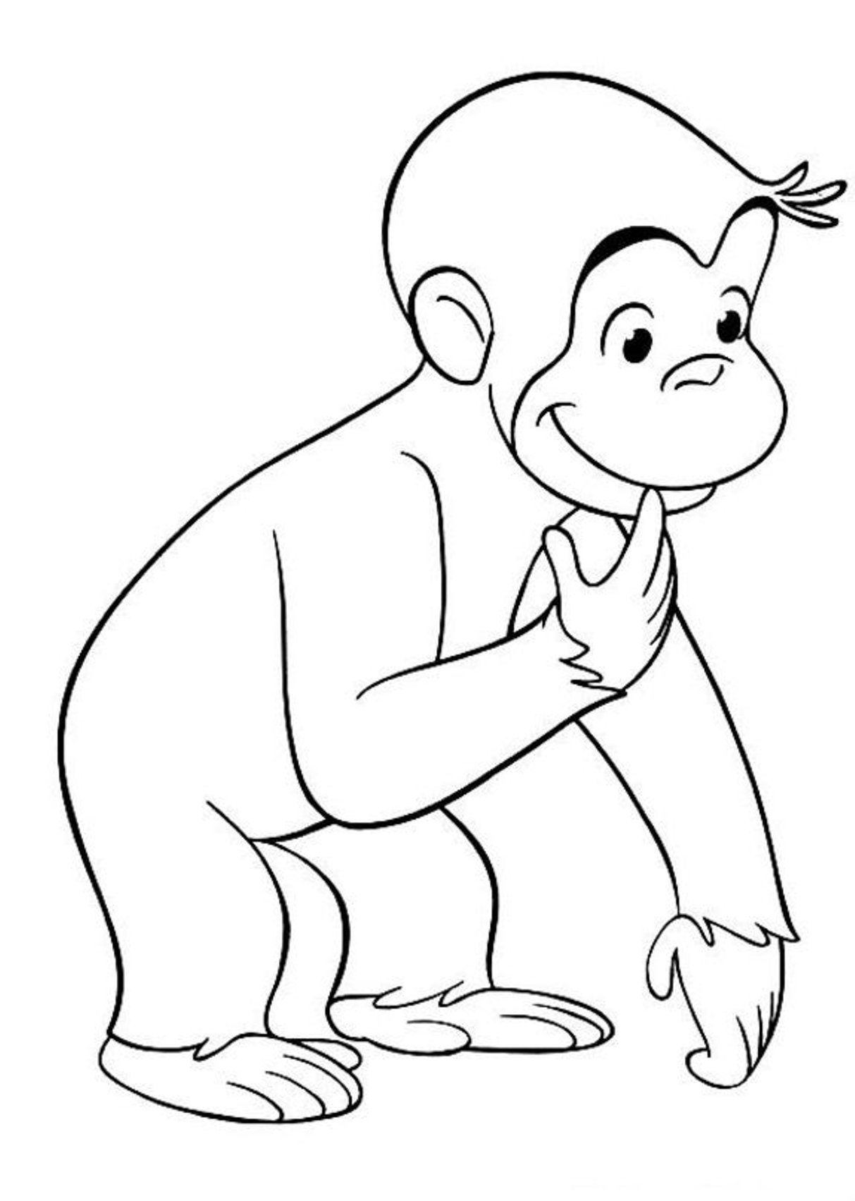 1213x1703 Curious George Coloring Page With Wallpaper Wide