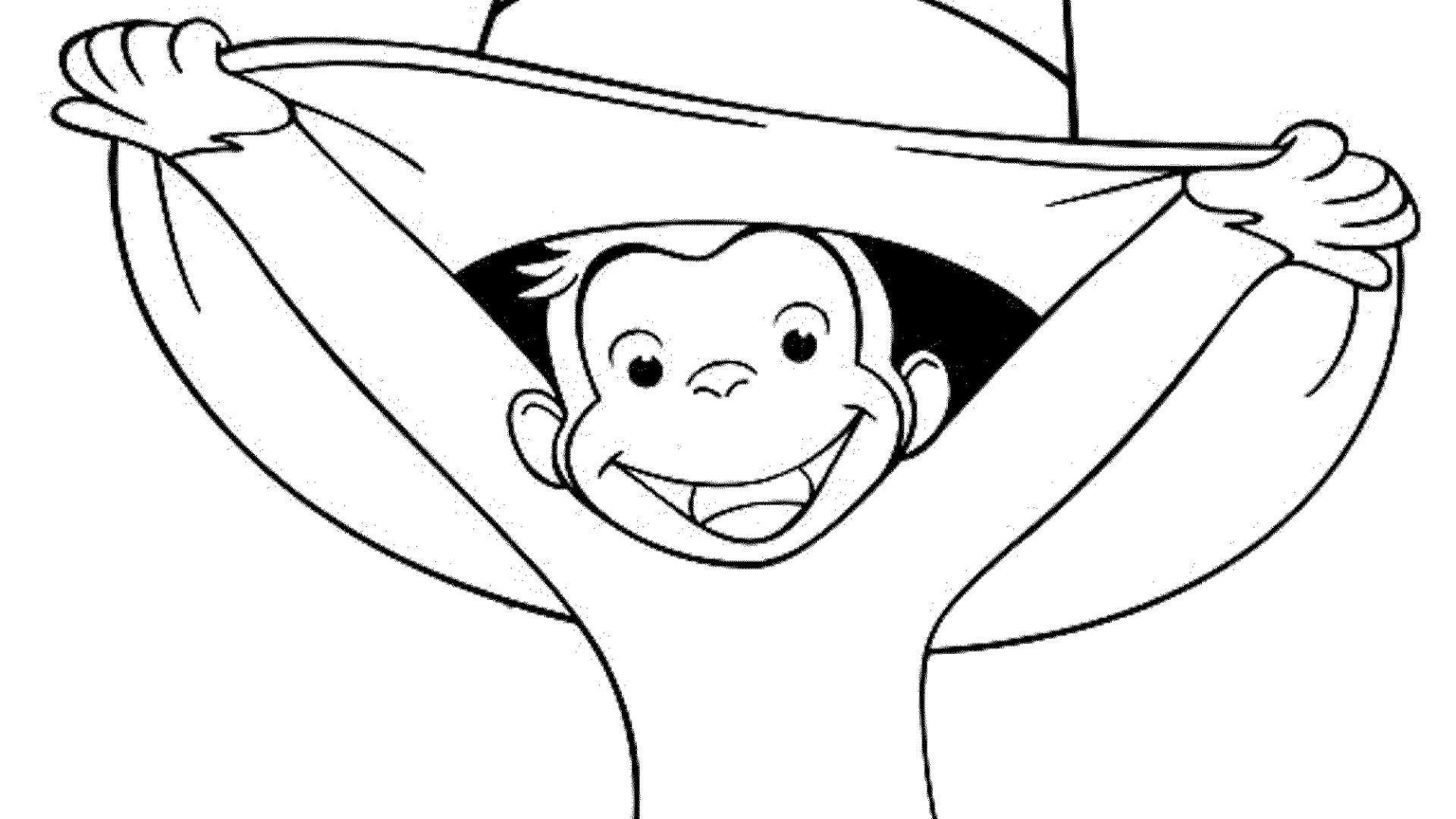1920x1080 Curious George Eating Banana Coloring Page Free Cartoon Pages
