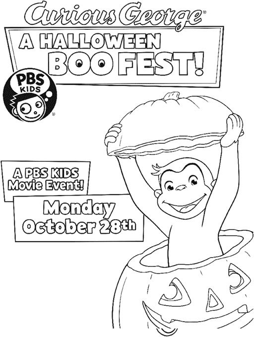 512x679 Curious George Halloween Coloring Pages Curious George Printables