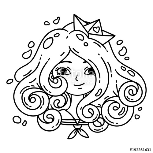 500x500 Girl With Curly Hair. Sea Girl. Girl With Blue Hair. Paper Boat