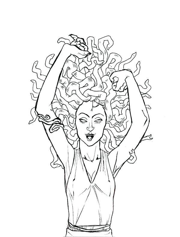 600x788 Medusa Gorgon Pulled Her Snake Hair Coloring Page Medusa