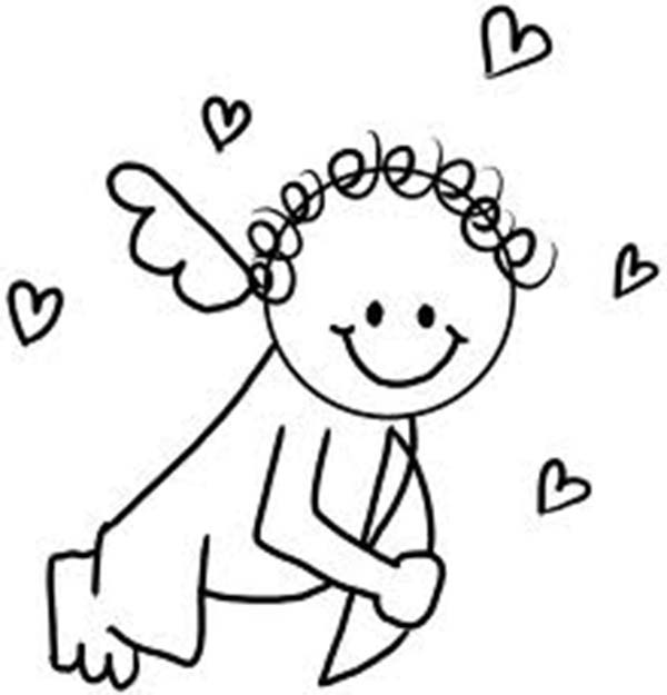 600x625 Baby Cupid Has Curly Hair Coloring Page Coloring Sun
