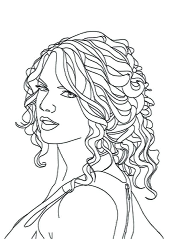 600x834 Unique Taylor Swift Coloring Pages And Swift Curly Hair Coloring