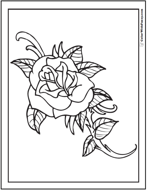 590x762 Simple Rose Coloring Pages 73 Customize Pdf Printables