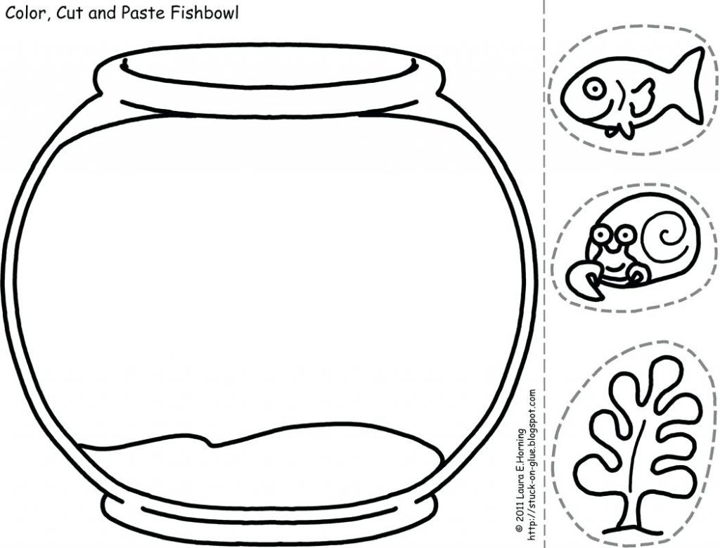 1024x780 Coloring Page ~ Coloring Page Fish Bowl Printable Make Color Cut