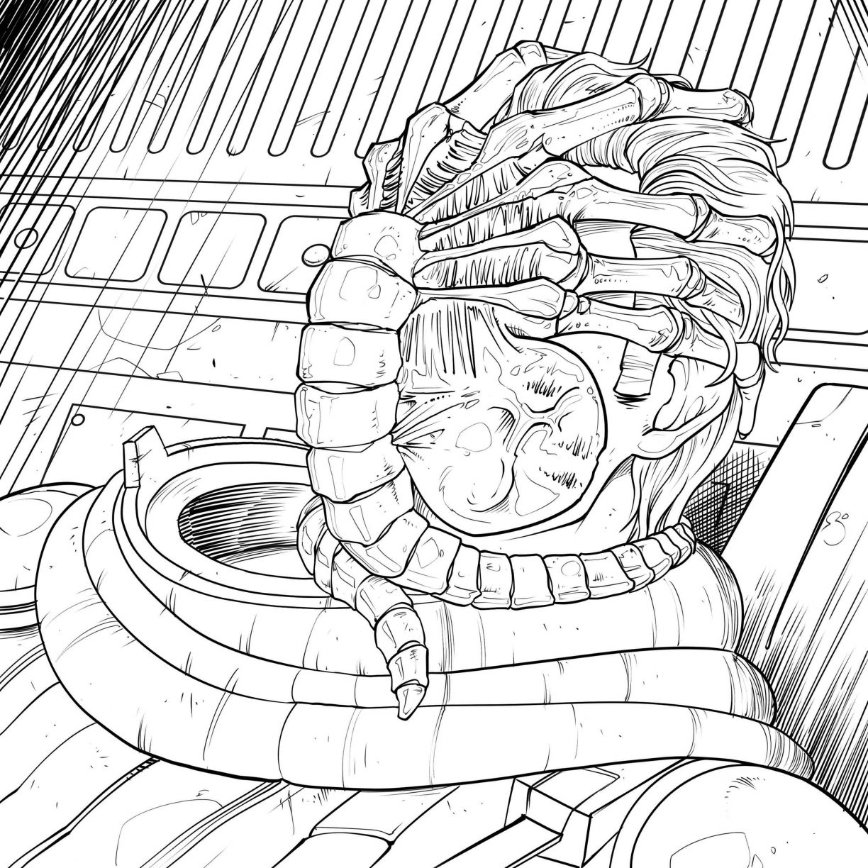 1224x1224 Alien Coloring Page Pages Vs Predator Colouring Free Facehugger