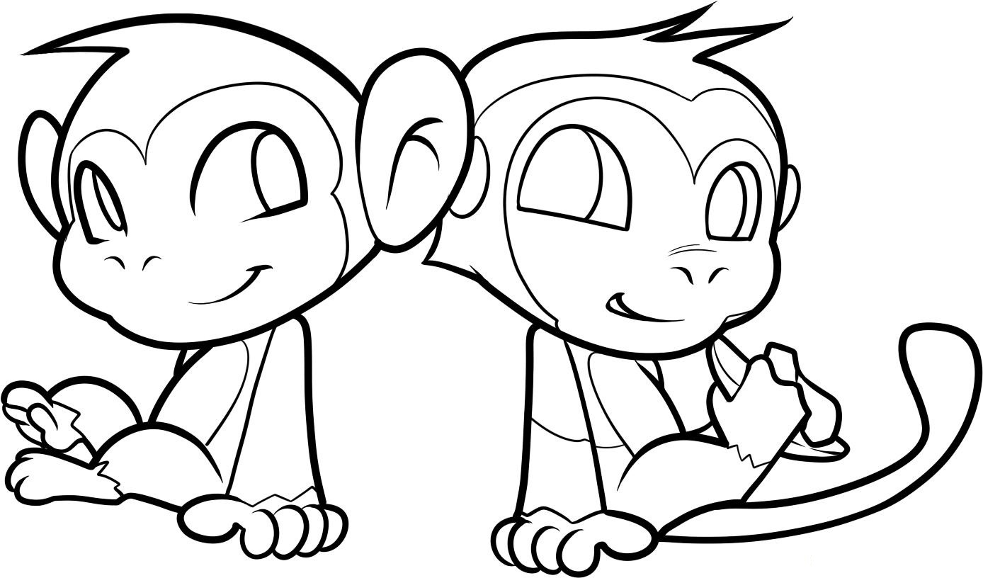 1388x816 Cute Baby Monkey Coloring Pages