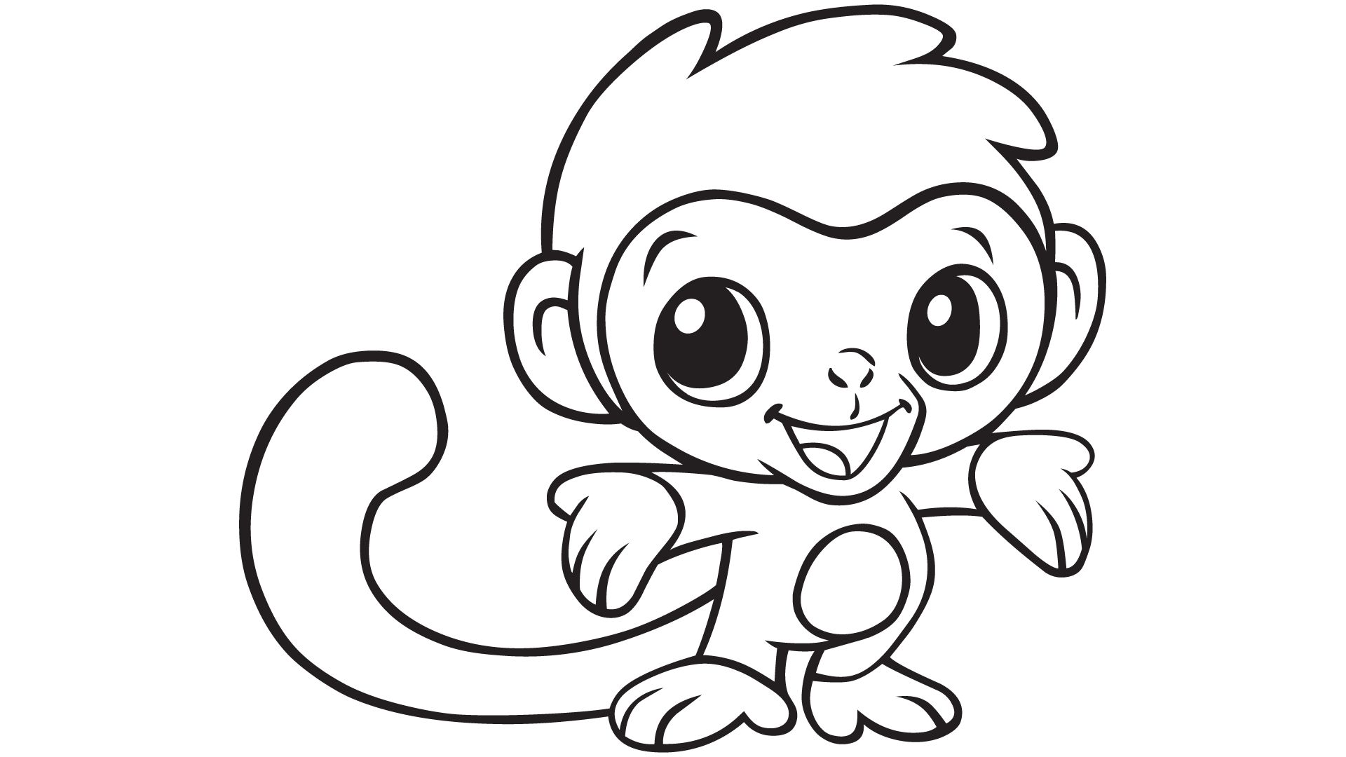 1920x1080 Baby Monkey Coloring Pages Printable