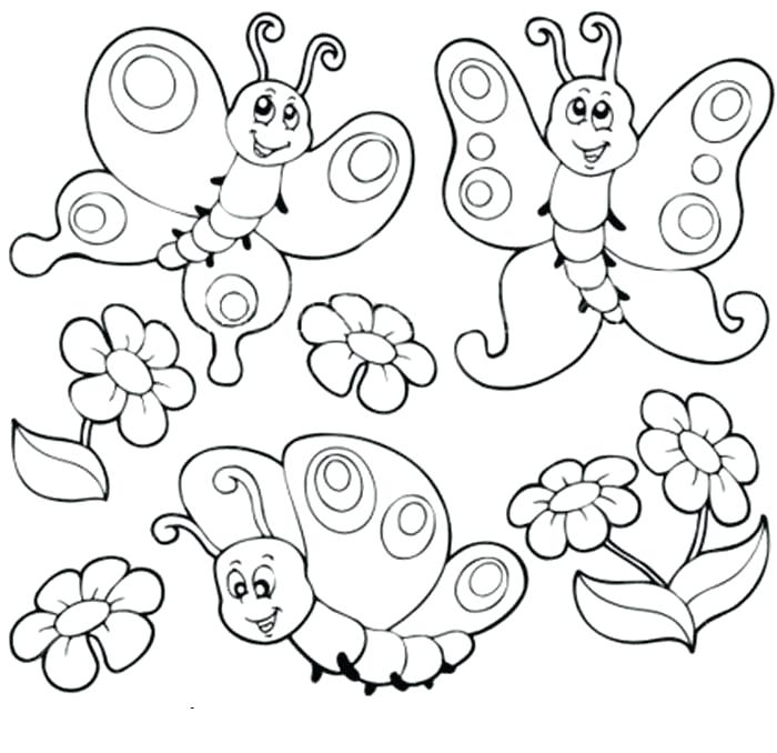 700x678 Cute Butterfly Coloring Pages Three Cute Butterflies Coloring
