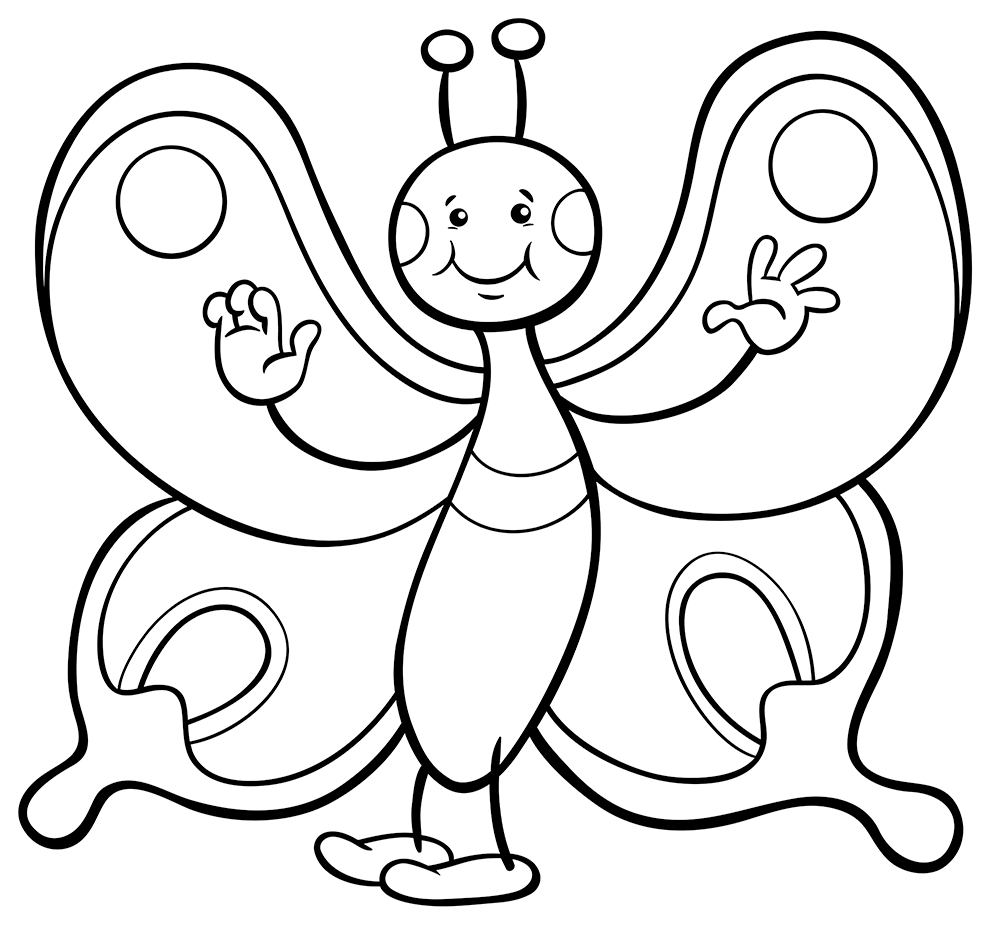 1000x925 Friendly Butterfly Free Coloring Page Animals, Kids Coloring Pages
