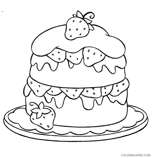 600x627 Cute Strawberry Cake Coloring Pages Coloring4free