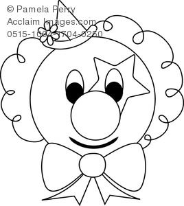 268x300 Clip Art Image Of A Clown Face Coloring Page