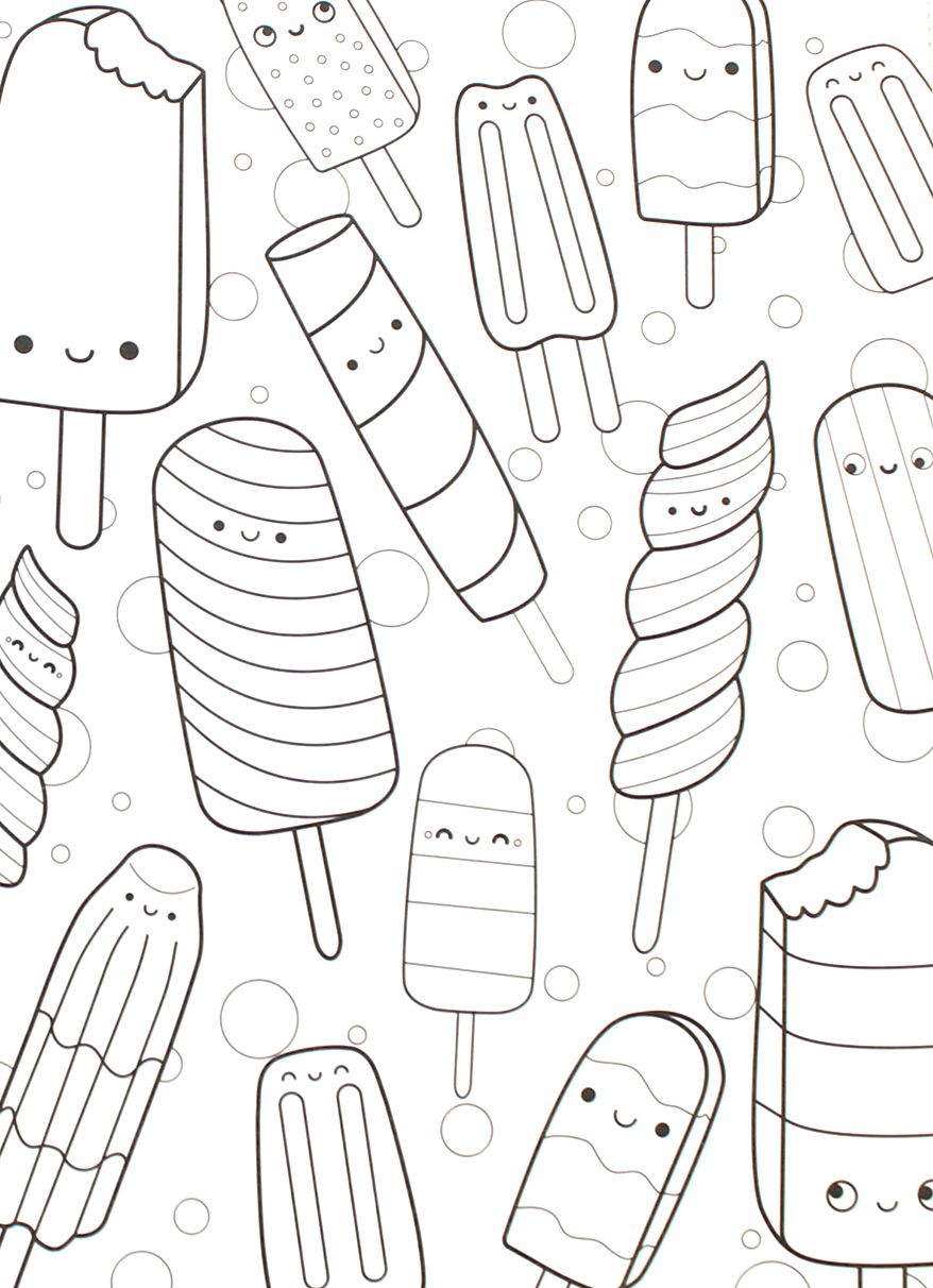 878x1212 Coloring Book 32pg Happy Snacks Spiral Perforated One Sided Pages