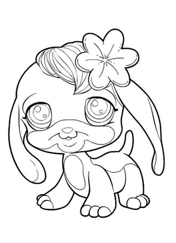 600x828 Little Pet Shop Cute Dog With Flower Coloring Pages Batch Coloring