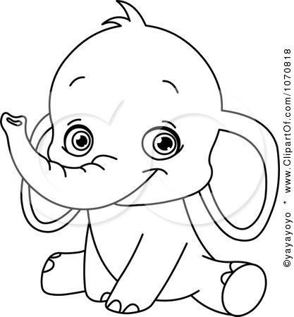 417x450 Image Detail For Clipart Outlined Sitting Baby Elephant