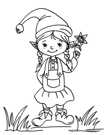 364x470 Cute Little Girl Elf Coloring Pages