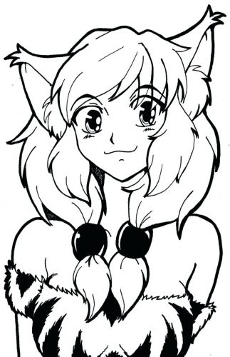 323x500 Coloring Pages ~ Anime Girl Coloring Pages Pics Of Furry Cat Page