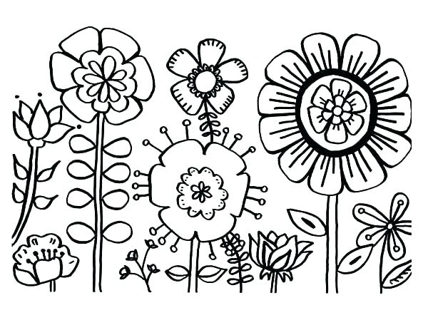 600x463 Cute Flower Coloring Pages Spring Flowers Coloring Pages