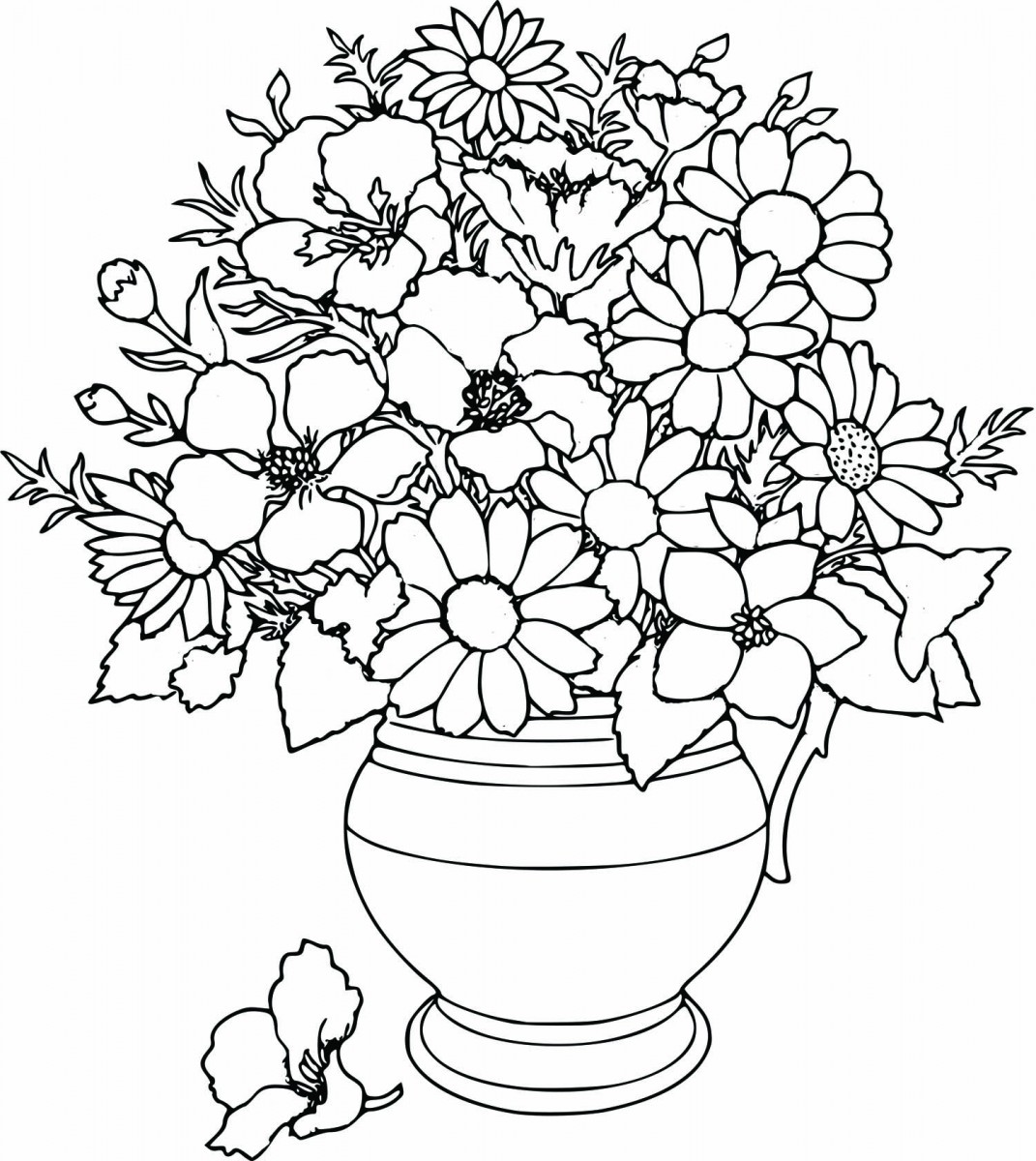 1071x1200 Simple Flower Coloring Pages Free ~ Cute Printable Coloring Pages