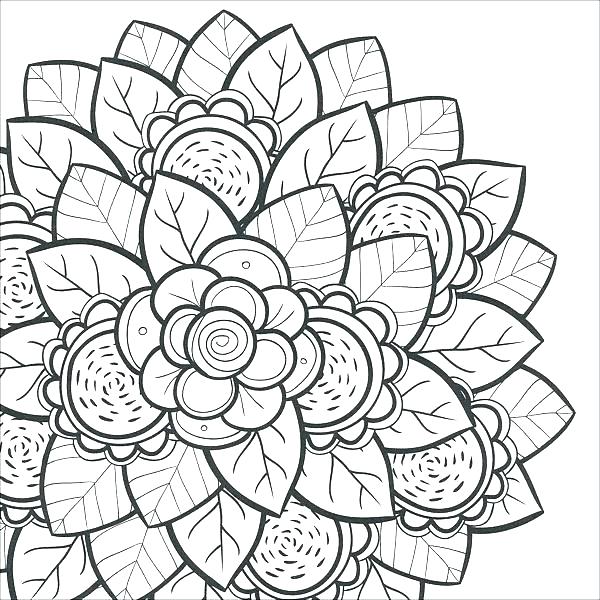 600x600 Flower Coloring Pages Printable Free