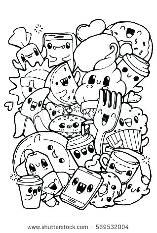 318x470 Cute Food Coloring Pages Cute Food With Faces Coloring Pages
