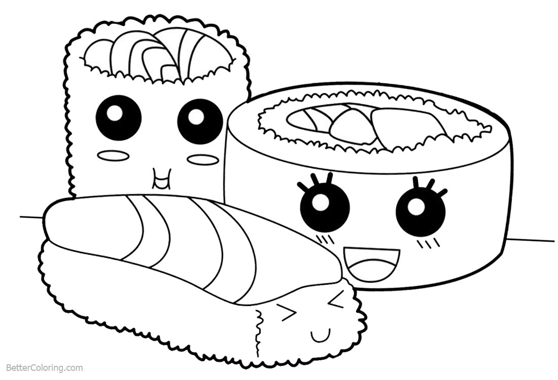 1100x750 Cute Food Coloring Pages Sushi