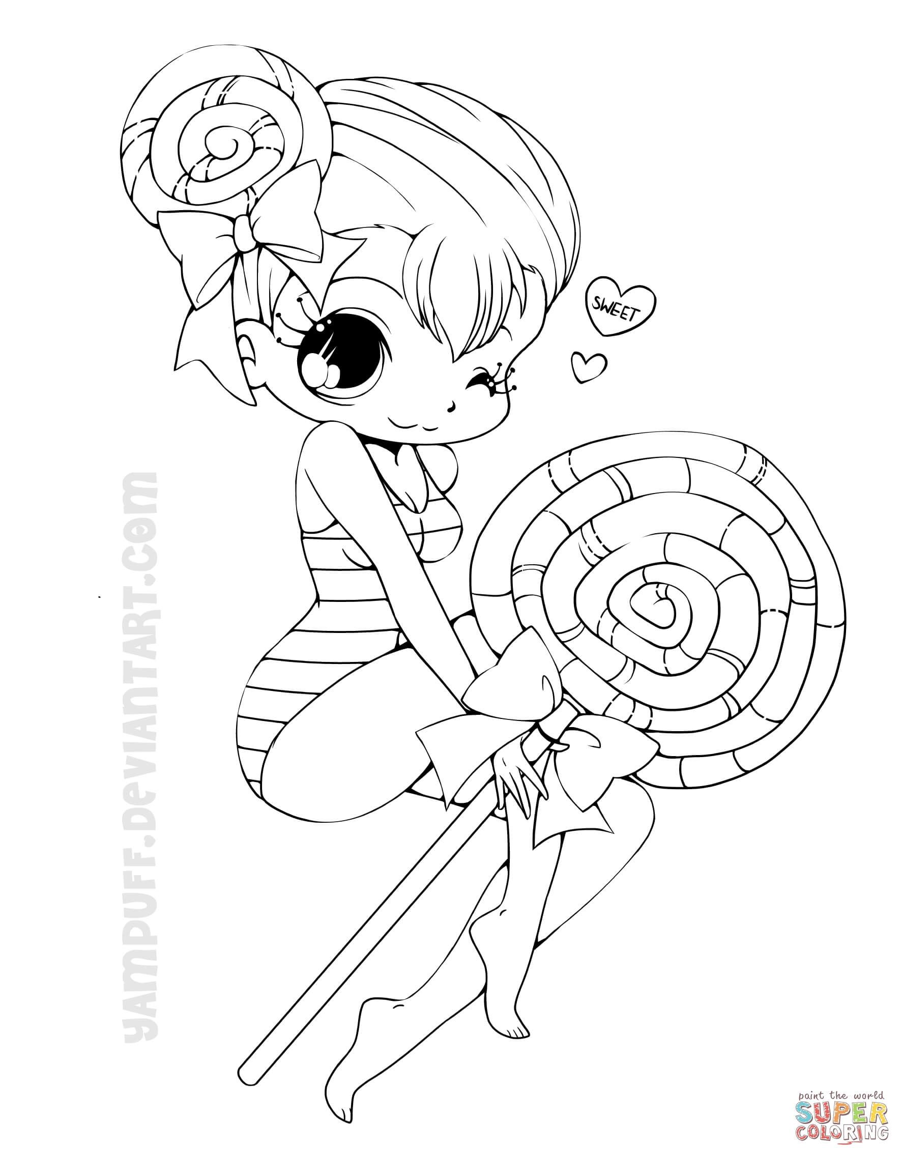 1771x2272 Chibi Lollipop Girl Coloring Page Free Printable Pages Within Cute