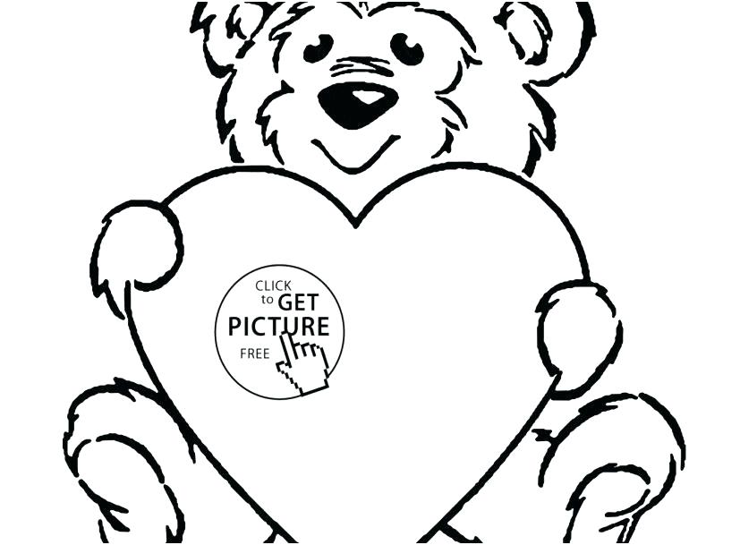827x609 Teddy Bear With Heart Coloring Pages