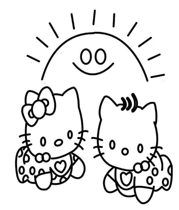 600x703 Cute Baby Hello Kitty Coloring Pages