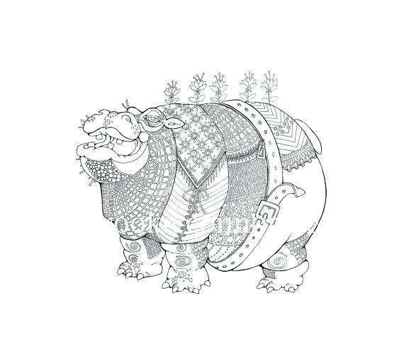 570x486 Hippo Coloring Page Baby Hippo Coloring Pages Mother Hippo And Her