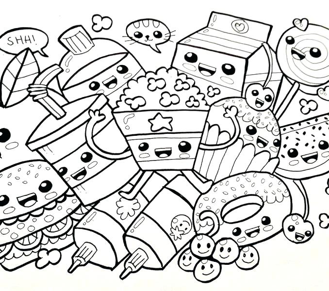678x600 Food Coloring Pages. Simple Kawaii Food Coloring Pages With Food