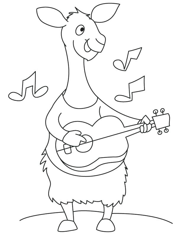 612x792 Llama Coloring Pages Llama Playing Guitar Coloring Page Cute Llama