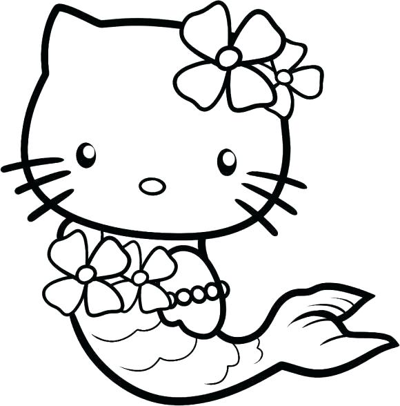 580x588 Cute Mermaid Coloring Pages Hello Kitty For Kids Baby Coloring