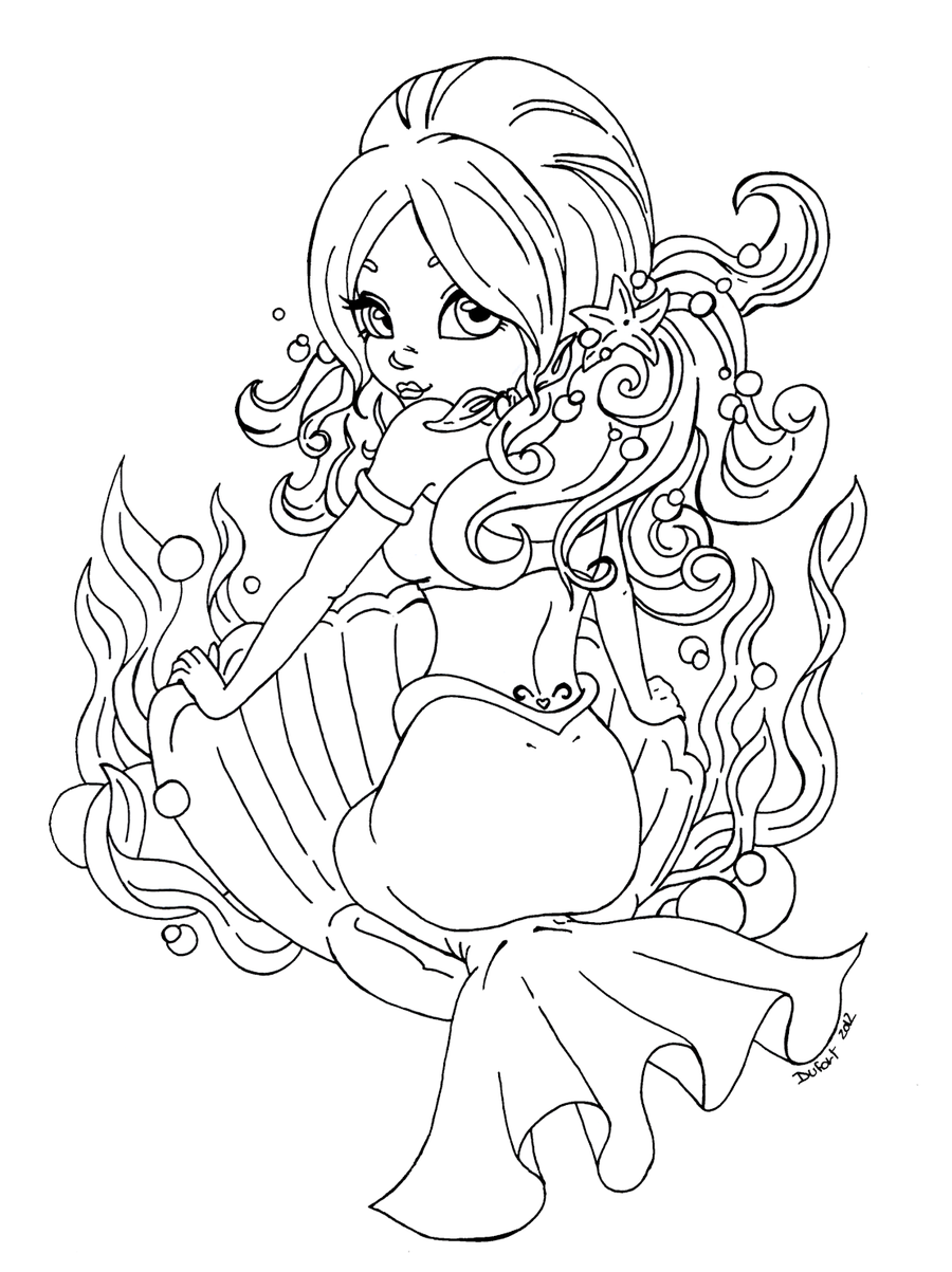900x1203 Cute Mermaid Coloring Pages