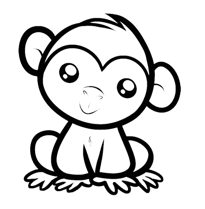 690x705 Cute Monkeys Coloring Pages