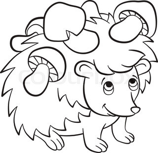 320x310 Coloring Pages. Little Cute Kind Hedgehog Waters Mushrooms. It