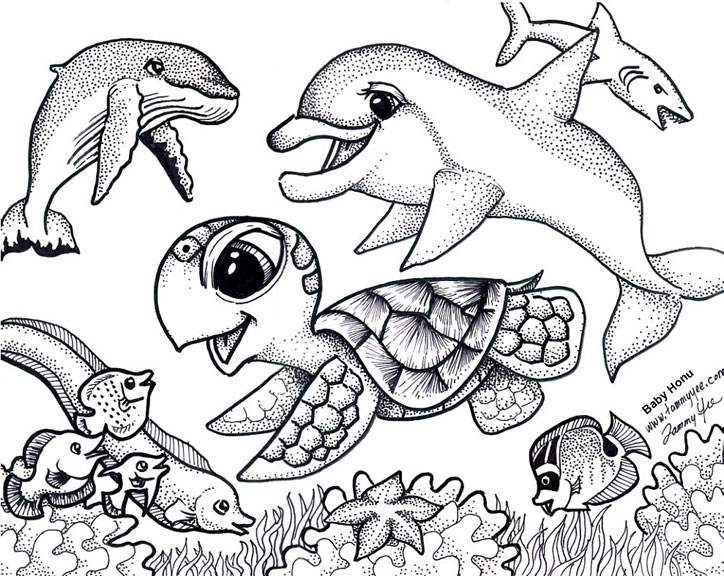 724x576 Cute Baby Sea Animal Coloring Pages