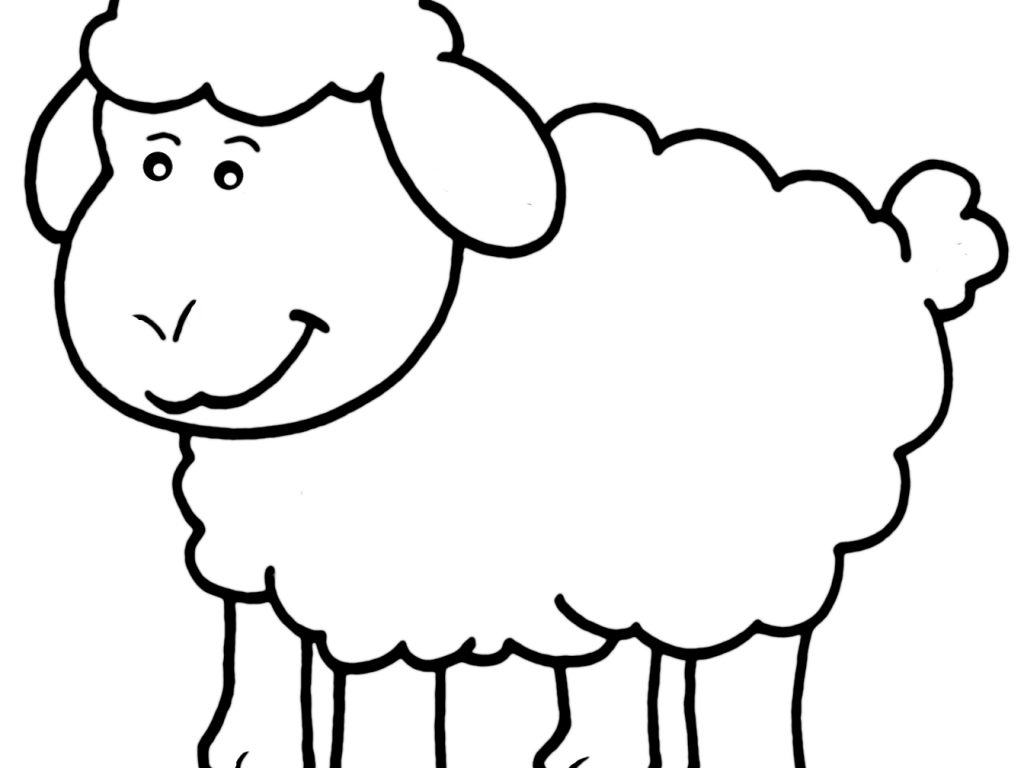 1024x768 Coloring Pages Cute Lamb Mammals Domestic Sheep Abccoloring4you