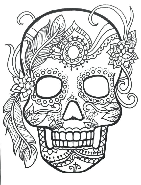 570x744 Dia De Los Muertos Skull Coloring Pages Printable Sugar Skull