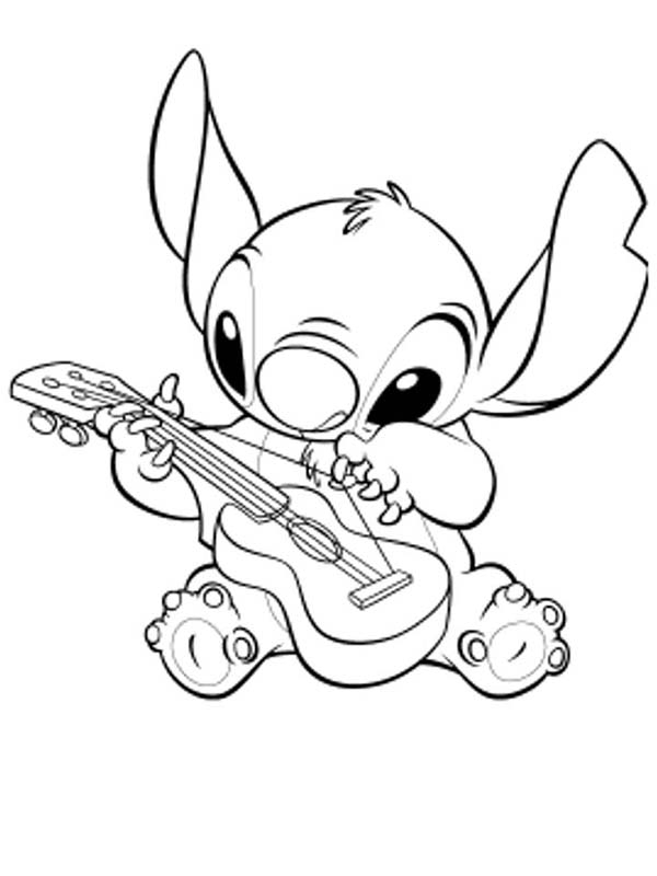 600x800 Cute Stitch Coloring Pages Lilo Stitch Stitch Playing Guitar