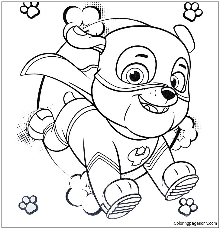 728x756 Super Hero Rubble Paw Patrol Coloring Page
