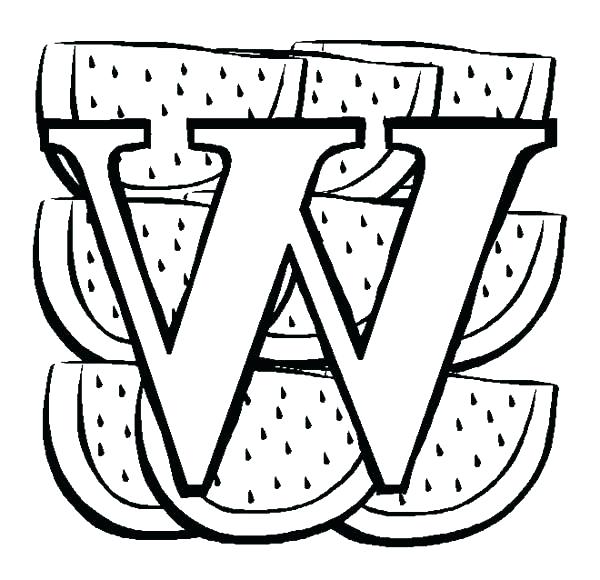 600x580 Watermelon Coloring Pages Page Free Big Letter W For Bulk Color