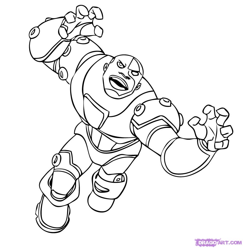 1000x1018 Cyborg Teen Titans Go Coloring Pages