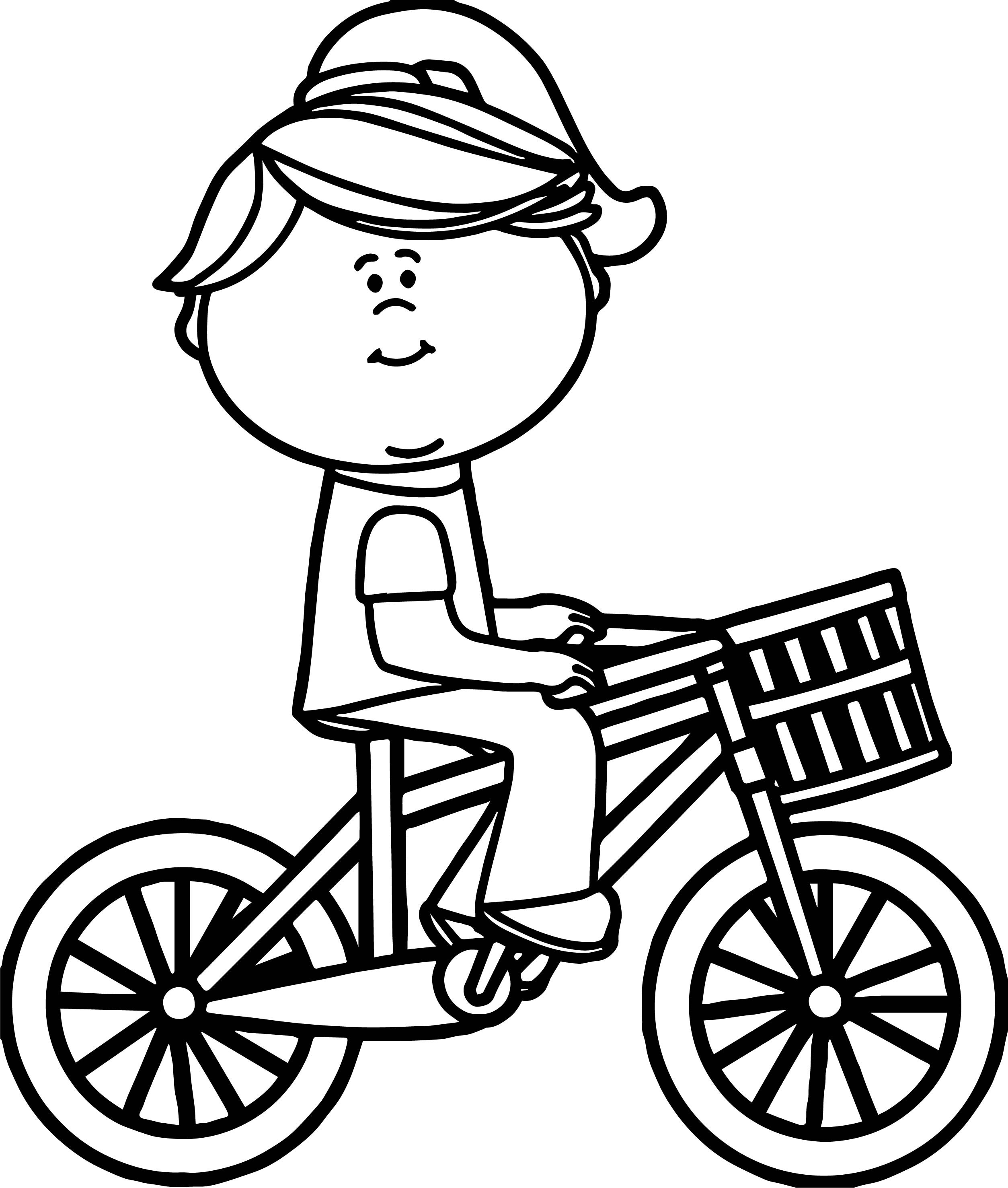 2507x2953 Girl Riding Bicycle With Basket Coloring Page Wecoloringpage