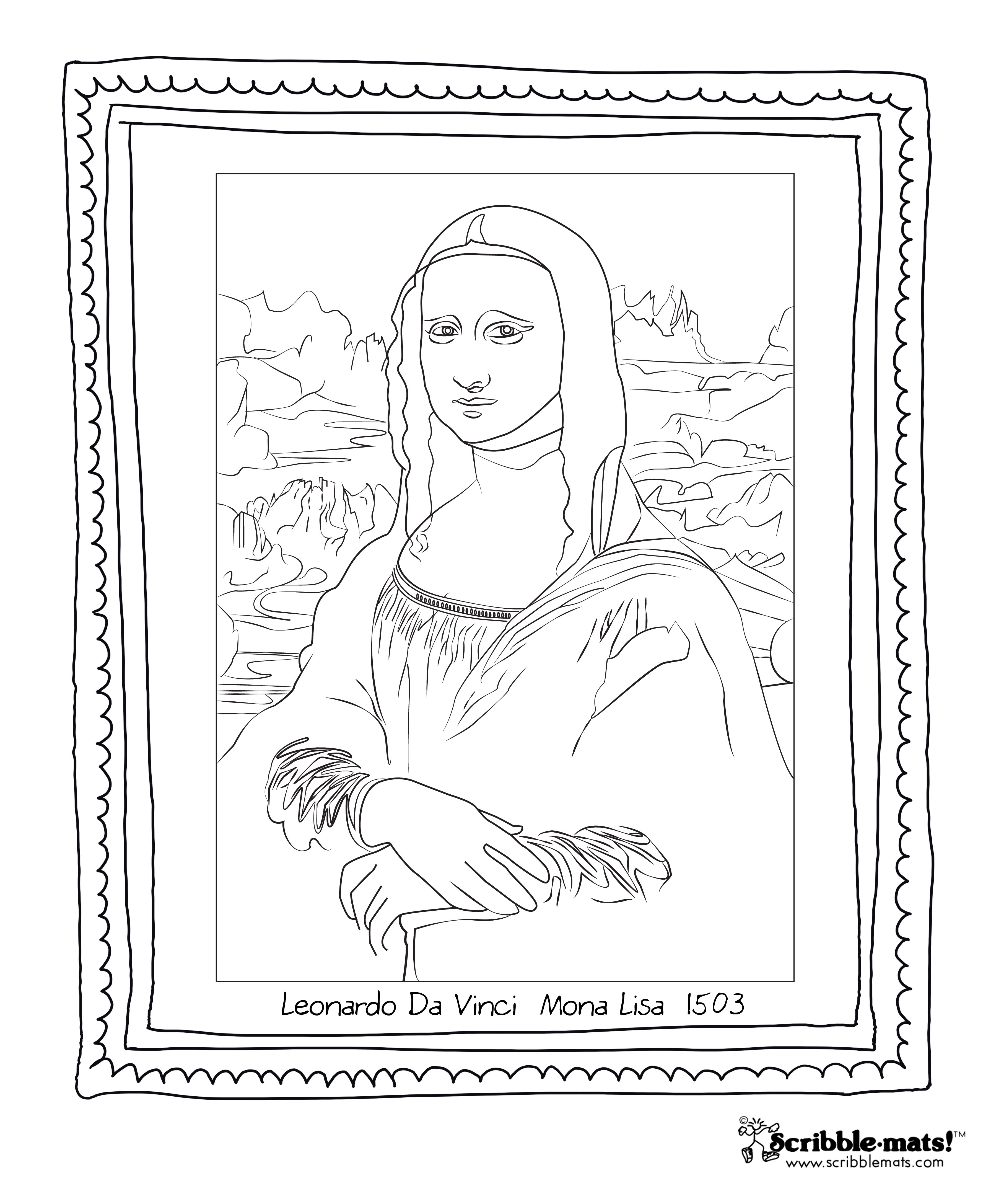3600x4350 Mona Lisa La Gioconda By Leonardo Da Vinci Coloring Page Free