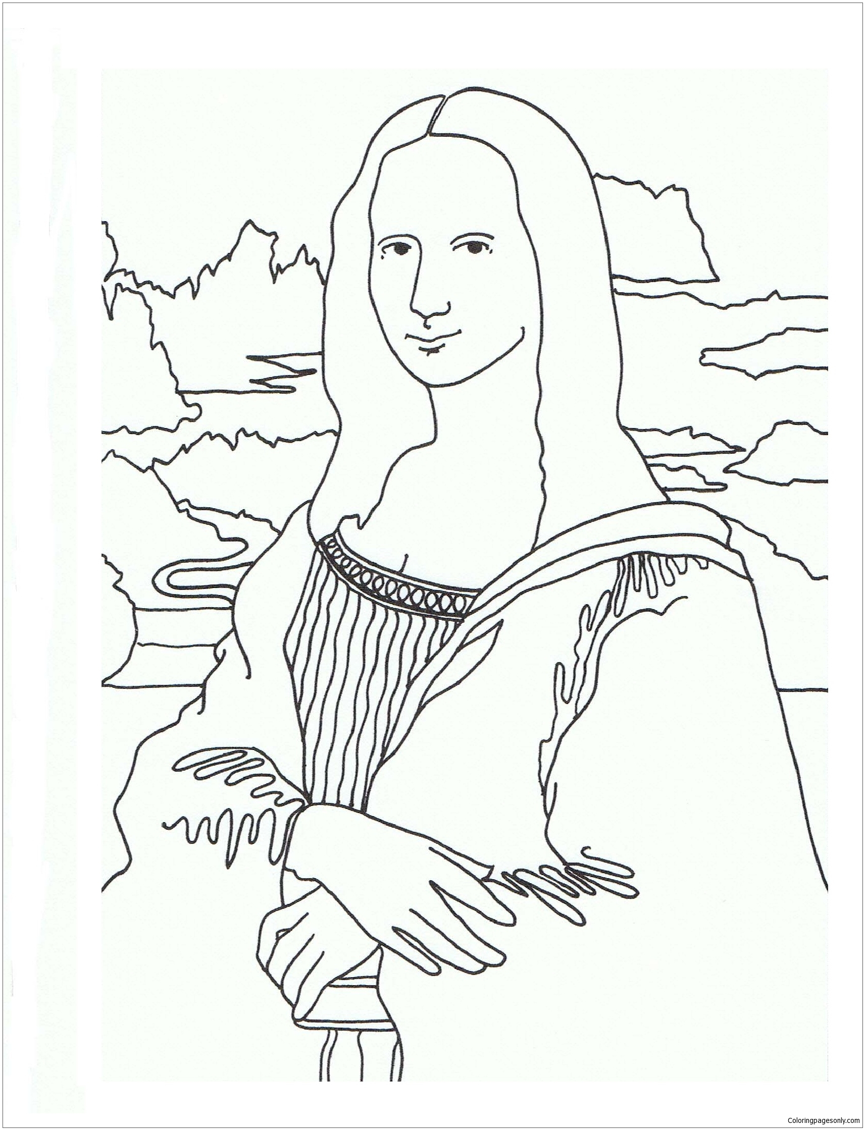 1713x2239 Mona Lisa La Gioconda By Leonardo Da Vinci Coloring Page Free