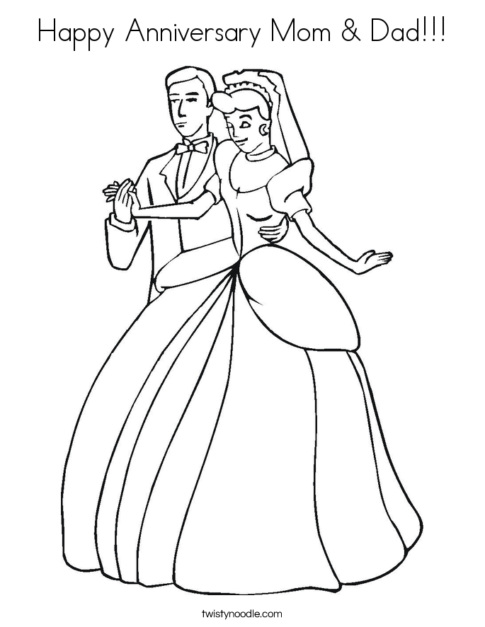 685x886 Happy Anniversary Mom Amp Dad Coloring Page
