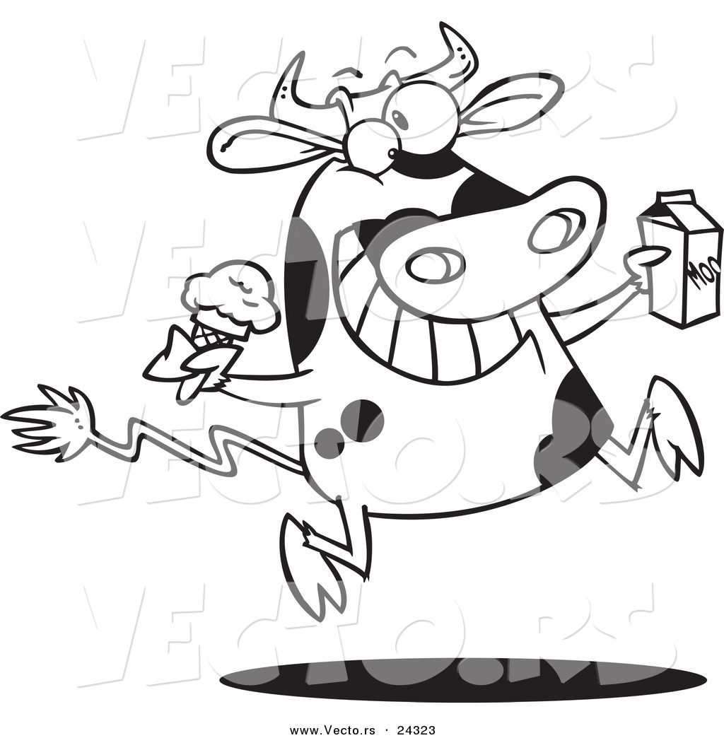 1024x1044 Vector Of A Cartoon Dairy Cow With Ice Cream Milk Black