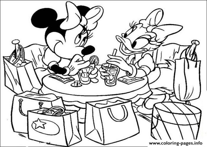 700x500 Minnie And Daisy In A Cafe Disney B629 Coloring Pages Printable